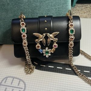 PINKO Love Mini Jewels Leather Shoulder Bag